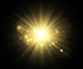 Bright beautiful star.Vector illustration of a light effect on a transparent background.	
