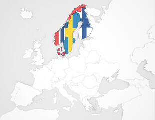 3D Europakarte auf der Skandinavien hervorgehoben wird