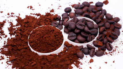 Coffee beans isolated white background