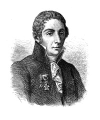 Portrait of Alessandro Volta (1745 - 1827) Italian physicist, chemist, considered the father of electrochemistry with the invention of the electric battery