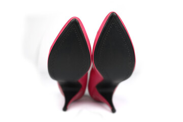 The black sole of pink high heels shoes