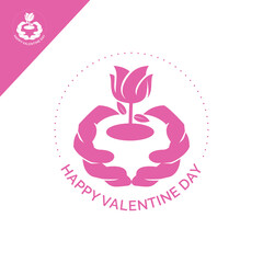 Valentine day , hand with rose concept design vector template