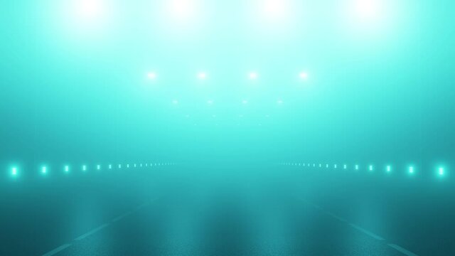 3d night foggy lighted highway seamless loop motion background