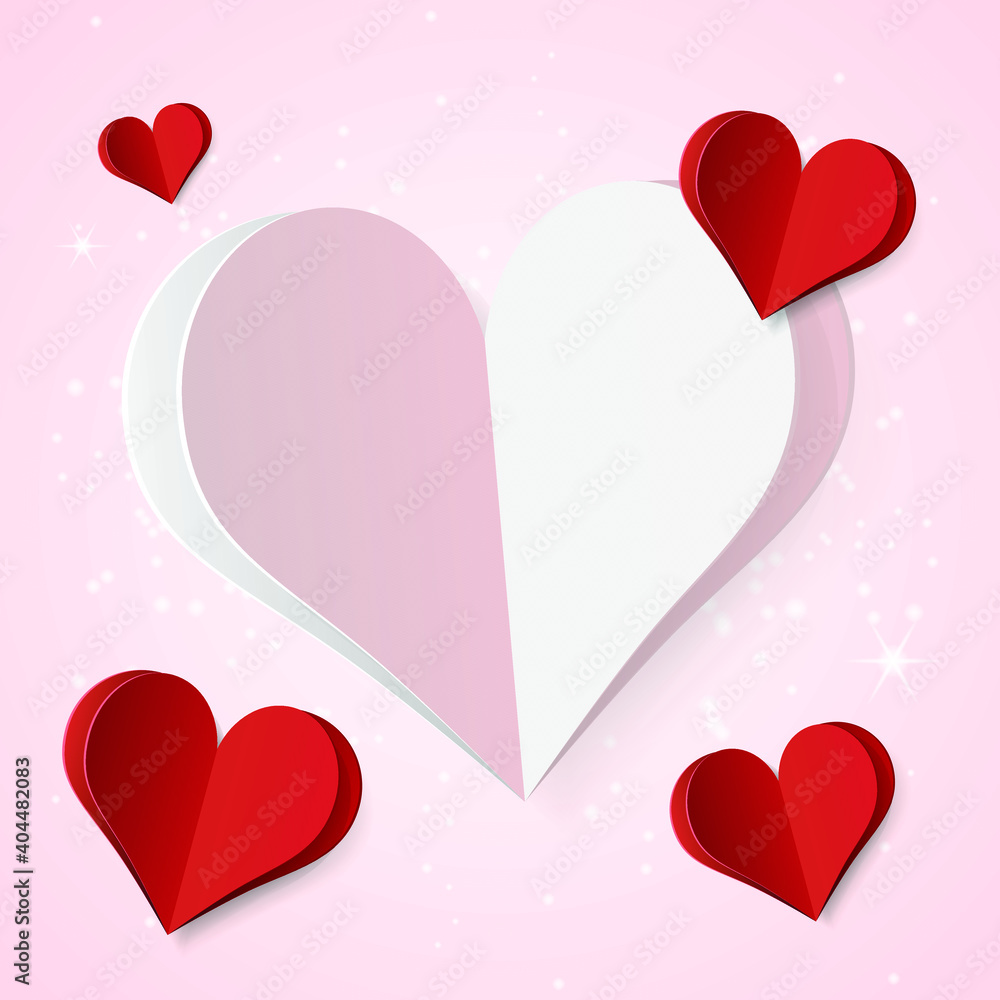 Poster high quality paper shape of heart on gradient background . poster of love for your design . isolated