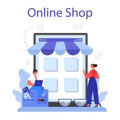 Online business online service or platform. People forming a business