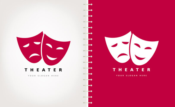 Theater masks logo vector. Theater and acting design.