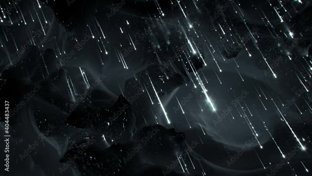 Poster black carbon surface and light trails. 3d render seamless loop animation