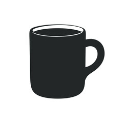 Simple plain ceramic mug with drink silhouette template. Modern minimal flat clip art vector illustration design.