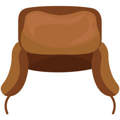 Traditional Russian hat with earflaps. Warm hat vector on white isolated background.