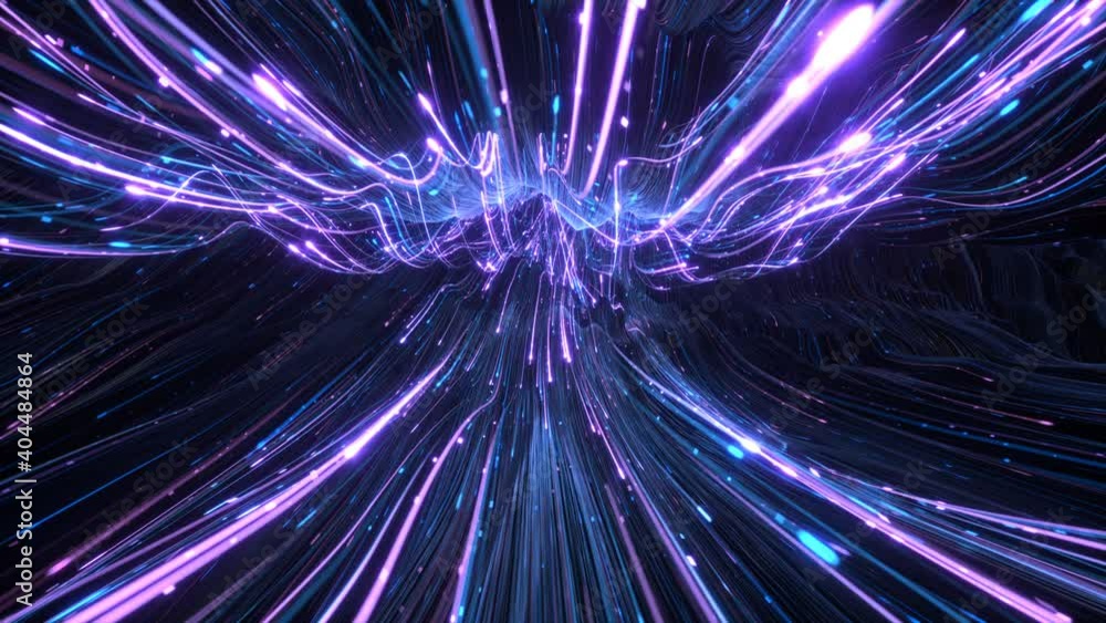 Aufkleber neon glowing light trails. 3d render seamless loop animation