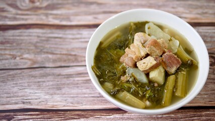 Chinese vegetables stew, mixture of white radish, Cantonese vegetable and pork belly, traditional Chinese food