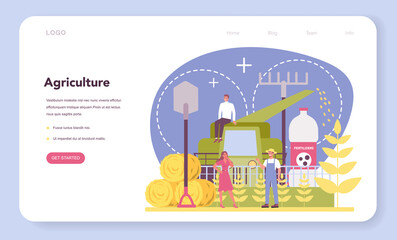 Naklejka premium Argonomist web banner or landing page. Scientist making