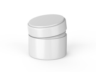 Cosmetic cream jar mockup template on isolated white background, ready for design presentation, 3d illustration