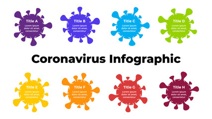 Covid-19 Vector Infographic. Coronavirus presentation slide. 2019-ncov template with 8 options.