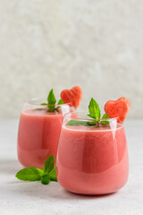 Healthy cucumber detox watermelon smoothie. Space for text.