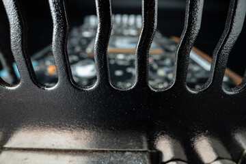 Lattice of computer cooling system macro photo