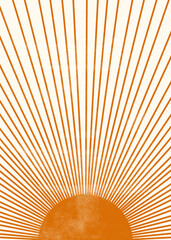 Orange Sun print boho minimalist printable wall art - 404487801
