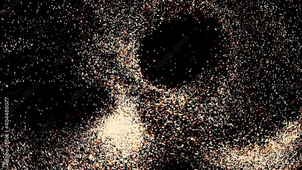 Poster abstract space dust flying on dark background under the influence of the magnetic field. animation. 