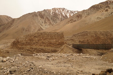 Rocky Mountains and sandy terrain of northern India 