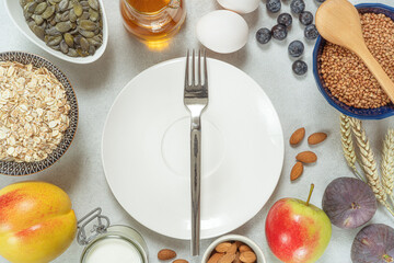 table setting with fruits and vegetables