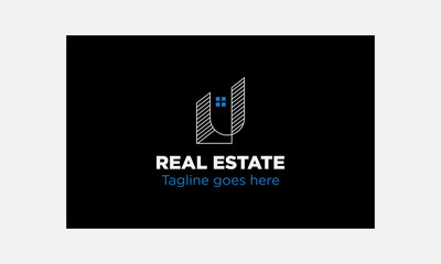Minimalist line building or real estate logo template.