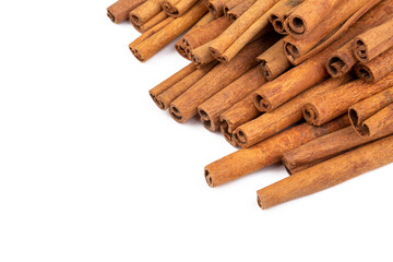 Cinnamon sticks on a white background