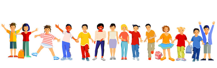 Kinder vergnügt beisammen, Vector Illustration	