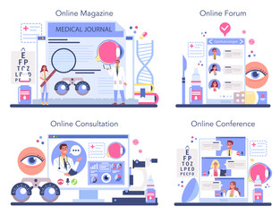 Ophthalmologist online service or platform set. Idea of eyesight check