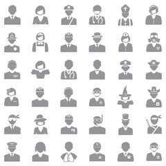 People Icons. Gray Flat Design. Vector Illustration.