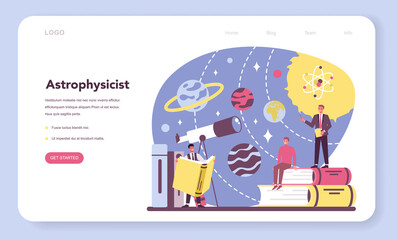 Physicist web banner or landing page. Scientist explore electricity