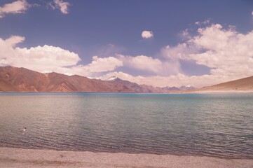 lake and mountains in the morning