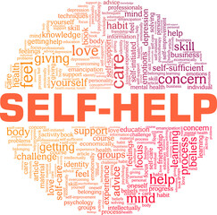 Self-help vector illustration word cloud isolated on a white background.