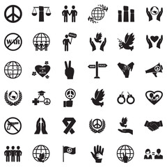 Fototapeta premium Peace Icons. Black Flat Design. Vector Illustration.