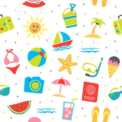Summer seamless pattern Summer vector background in flat style