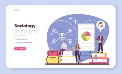 Sociologist web banner or landing page. Scientist study of society