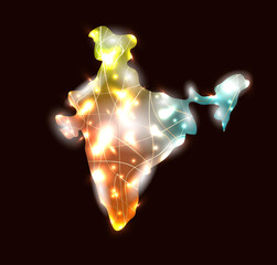 Shining India map at the Diwali night, vector