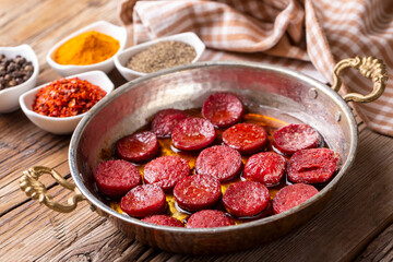 Turkish fried sausage (Turkish name; Turkish sucuk)