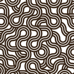Stripy vector seamless pattern with woven lines, geometric abstract background, stripy net, optical maze, web network.