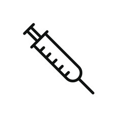 Vaccine syringe vector icon. Medical instrument symbol. Drug injection needle sign. Vaccination logo. Clip-art silhouette.