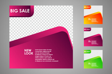 Set of sale banner template design. Editable post template social media banners for digital marketing. Vector illustration.