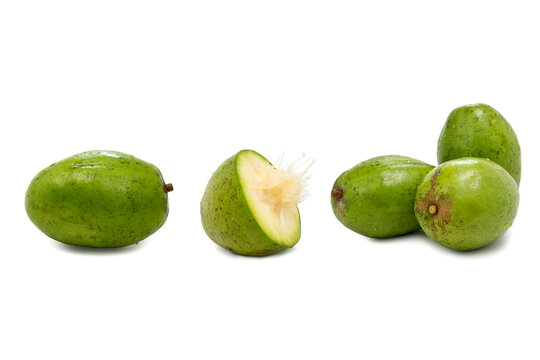 fresh ambarella isolated on white background clipping path, scientific name: Spondias dulcis