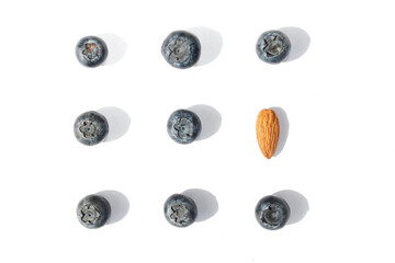 blackberry with nuts on white isolated background