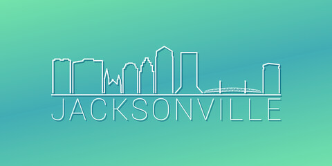 Jacksonville, FL, USA Skyline Linear Design. Flat City Illustration Minimal Clip Art. Background Gradient Travel Vector Icon.