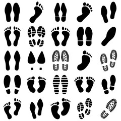 Footprints set icon, logo isolated on white background