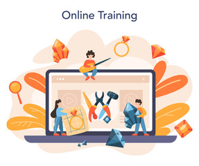 Jeweler and jewelry online service or platform. Idea of creative
