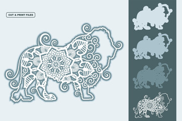 Lion Mandala Vector 3D Layered