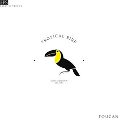Tropical bird. Logo template. Isolated toucan on white background