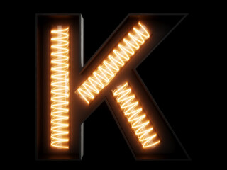Light bulb alphabet character K font