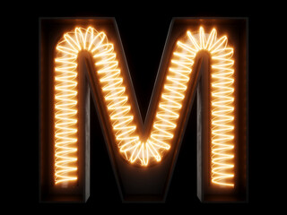Light bulb alphabet character M font
