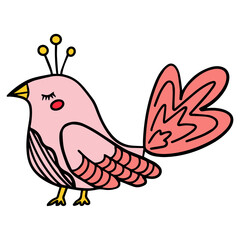 Cartoon vector bird drawn by hand